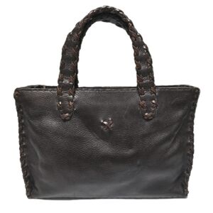 Vintage Leather Brown Braided Purse Handmade in Italy Bag Tote Large Top Handle